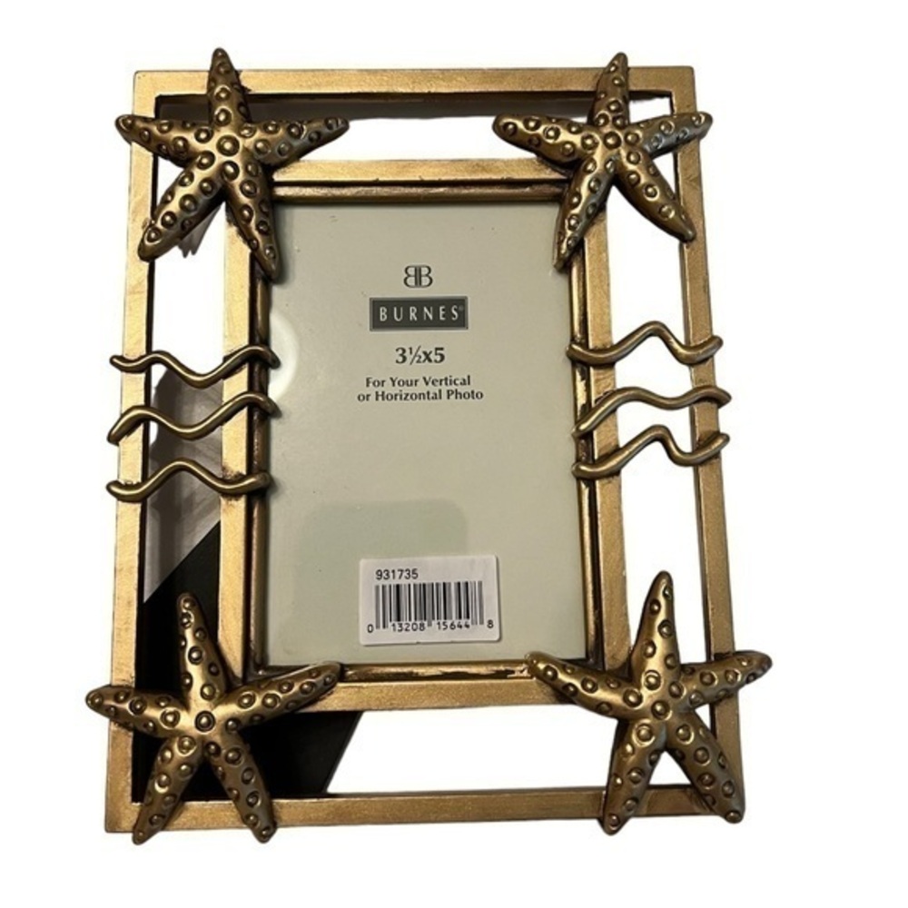 NWT Burnes of Boston Gold Finish 3.5”x5”Starfish Picture Frame, no box